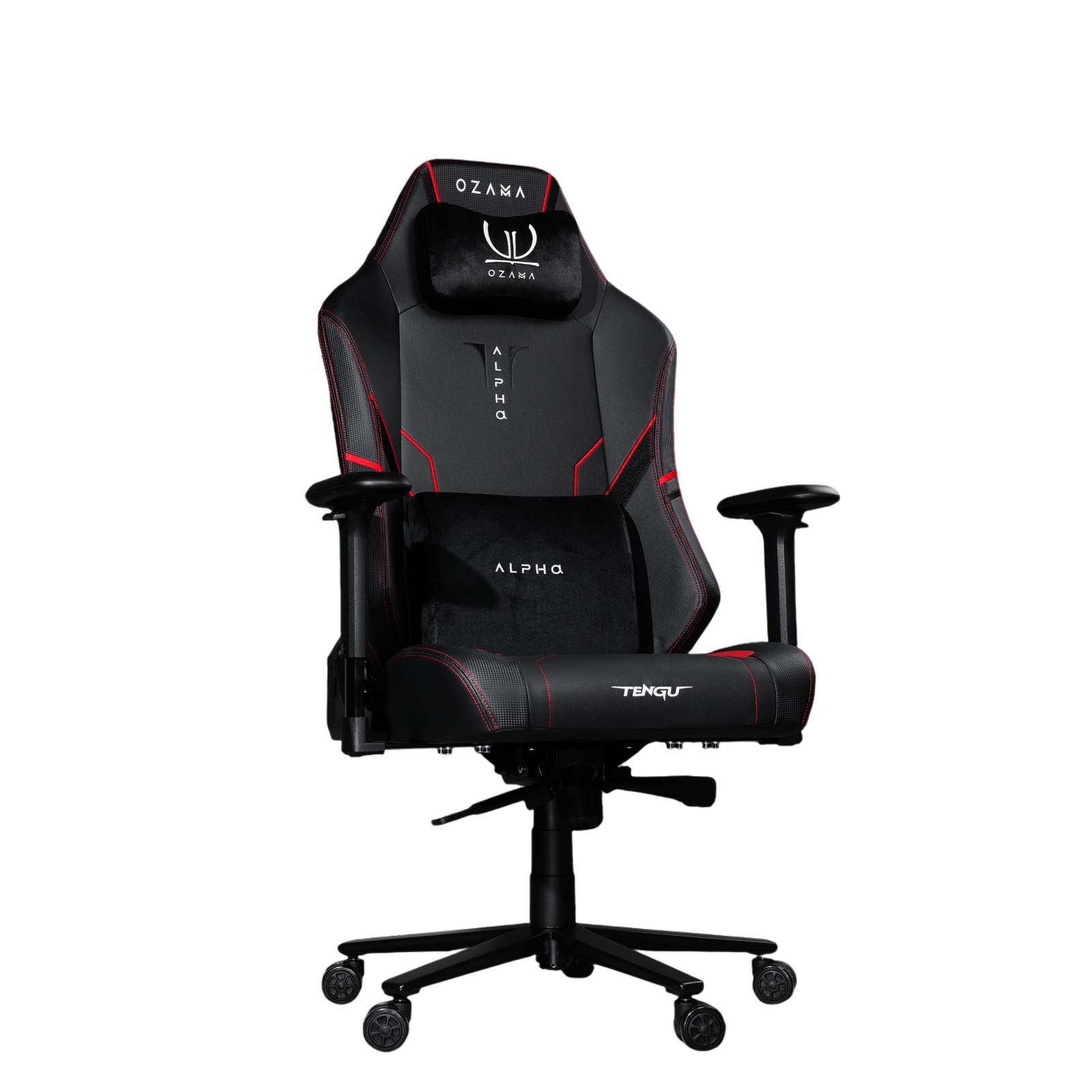 เก้าอี้เกมมิ่ง OZAMA ภายใต้แบรนด์ TENGUGAMINGGEARS รุ่น ALPHA TITAN (CH-APT-L-RD) สีดำแดง เบาะหนัง_0